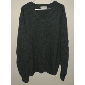 Vtg Country Trader Men’s XL V-Neck Sweater Gray 100% Pure New Wool
